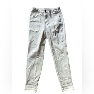 Judy‎ Blue Tummy Control Jeans Women's 5/27 White High Elastic Waist Drawstring✅